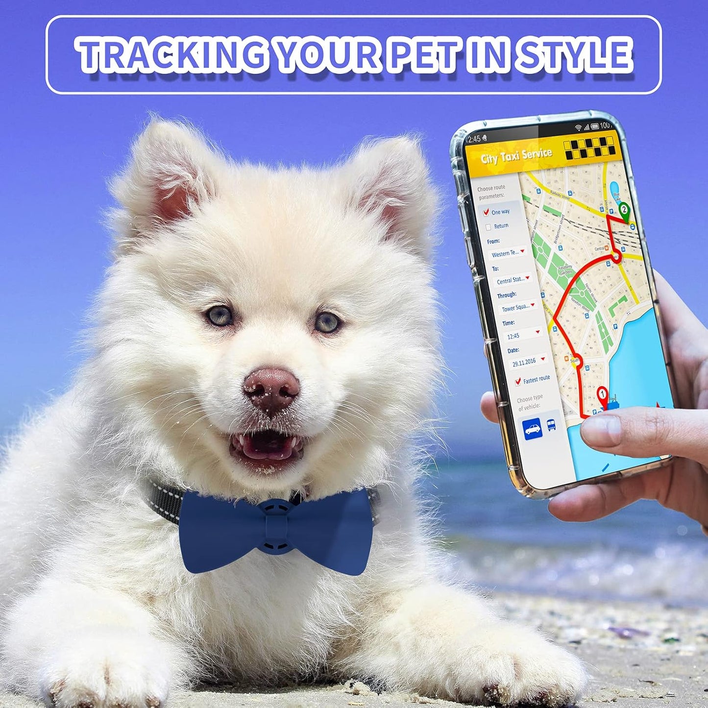 Airtag Case for Dog Collar 2 Pack, Bowtie Cute Pet Airtag Holder for Apple GPS Tracker, Soft Silicone Airtag Cover for Cat Puppy Small Medium Large and Extra-Large Dogs(Xs-S, Black&Deep Navy)