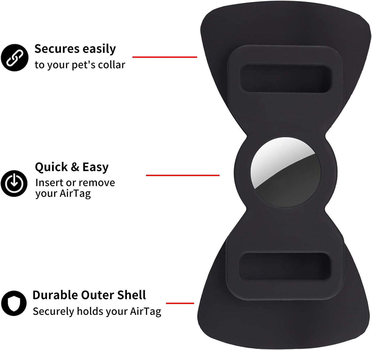 Airtag Case for Dog Collar 2 Pack, Bowtie Cute Pet Airtag Holder for Apple GPS Tracker, Soft Silicone Airtag Cover for Cat Puppy Small Medium Large and Extra-Large Dogs(Xs-S, Black&Deep Navy)