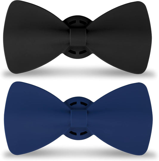Airtag Case for Dog Collar 2 Pack, Bowtie Cute Pet Airtag Holder for Apple GPS Tracker, Soft Silicone Airtag Cover for Cat Puppy Small Medium Large and Extra-Large Dogs(Xs-S, Black&Deep Navy)
