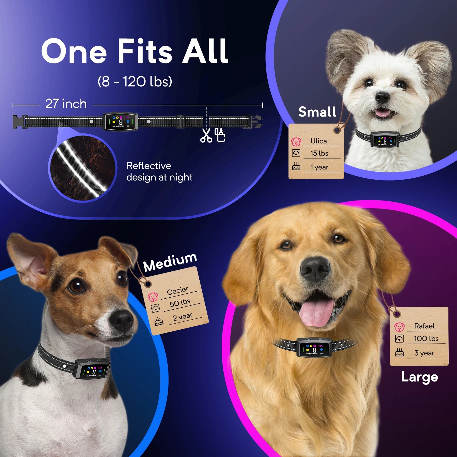 2 in 1 No Shock and Safe Shock anti Bark Dog Collar with 6 Modes 8 Adjustable Sensitivity Bark Collars Dog Accessories Supplies