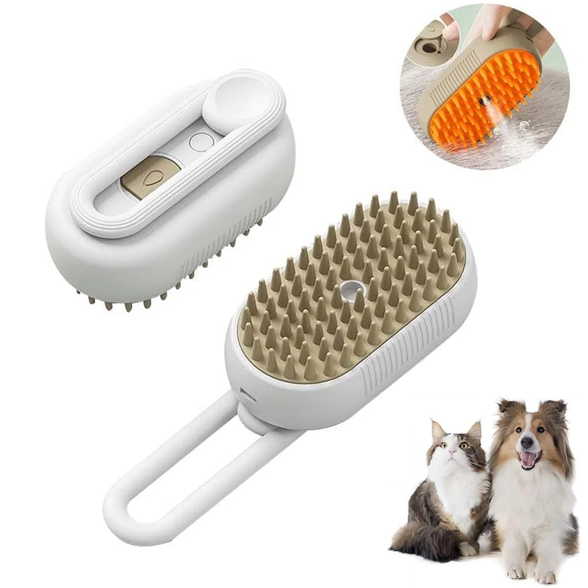 Cat Steam Brush, 3 in 1 Self Cleaning Cat Steamy Pet Brush Steamer Brush for Massage for Removing Tangled and Loosse Hair (2PCS Light Green)