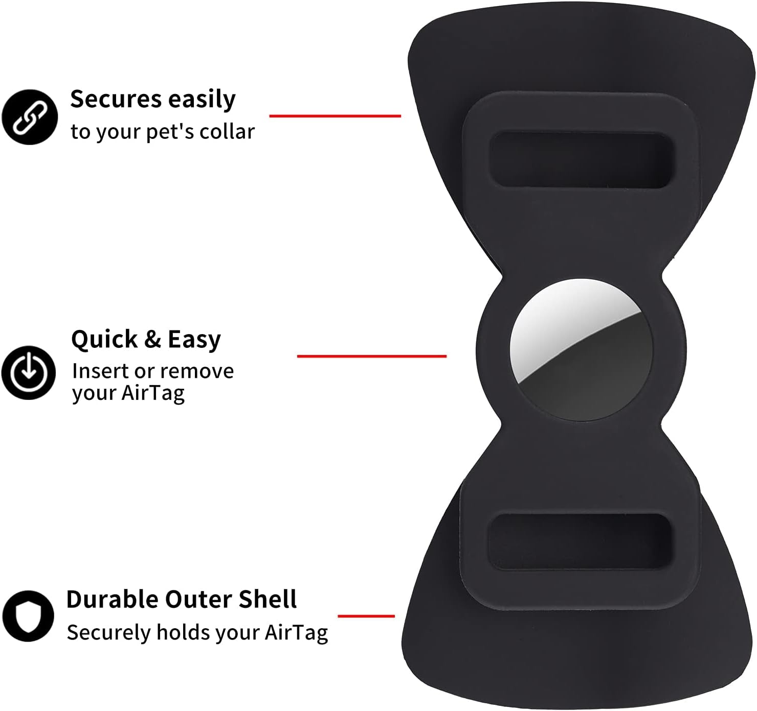 Airtag Case for Dog Collar 2 Pack, Bowtie Cute Pet Airtag Holder for Apple GPS Tracker, Soft Silicone Airtag Cover for Cat Puppy Small Medium Large and Extra-Large Dogs(Xs-S, Black&Deep Navy)