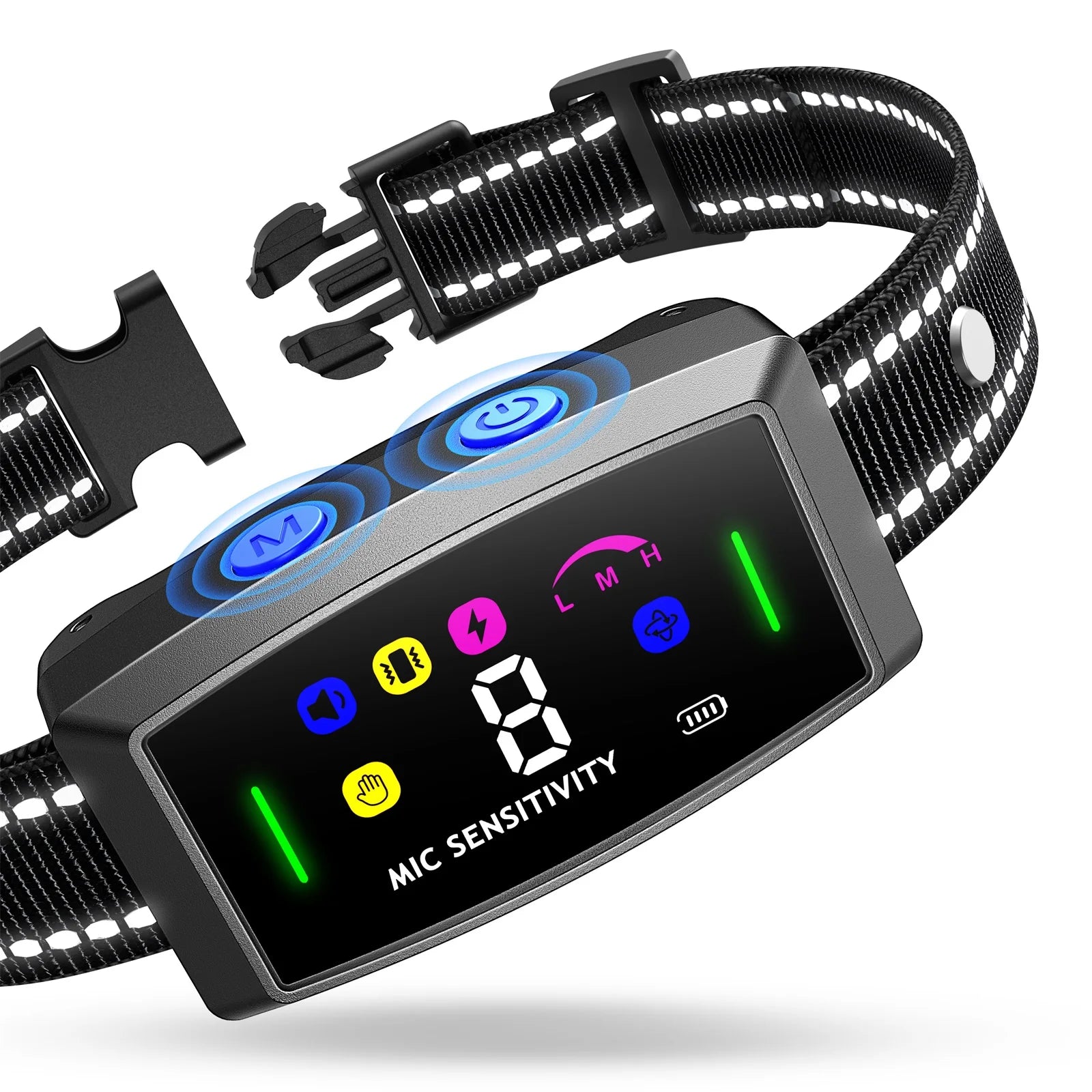 2 in 1 No Shock and Safe Shock anti Bark Dog Collar with 6 Modes 8 Adjustable Sensitivity Bark Collars Dog Accessories Supplies