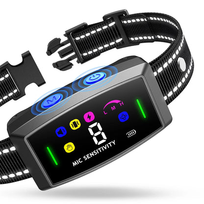 2 in 1 No Shock and Safe Shock anti Bark Dog Collar with 6 Modes 8 Adjustable Sensitivity Bark Collars Dog Accessories Supplies