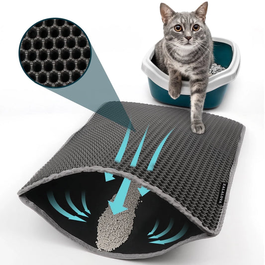 Cat Litter Mat Kitty Litter Mat for Litter Box, 24 X 15 Inch Honeycomb Easy to Clean, Soft on Paws, Non-Slip, Waterproof Cat Mat (Pink)